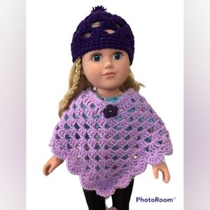 Poncho and hat for 18" doll A delight for your child's doll wardrobe.